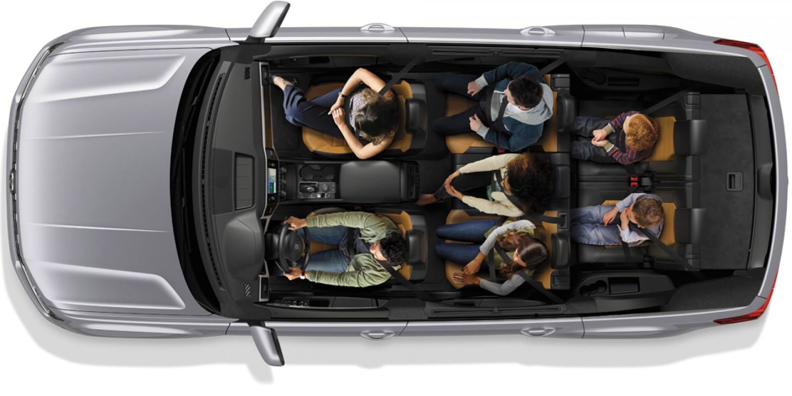 Vw Atlas top view with people inside